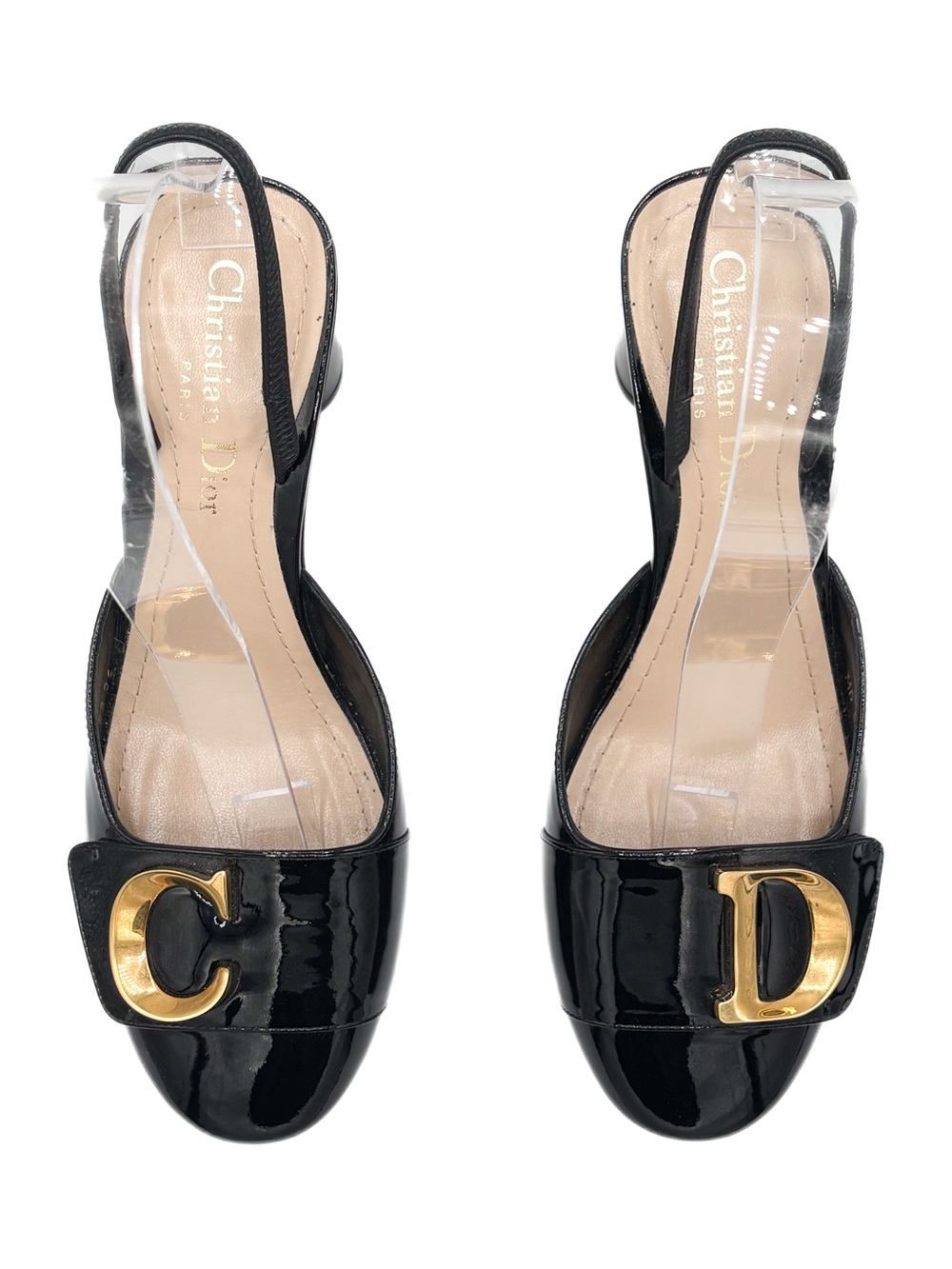 Christian Dior C’est Dior Patent Slingback Heels CD Logo 36